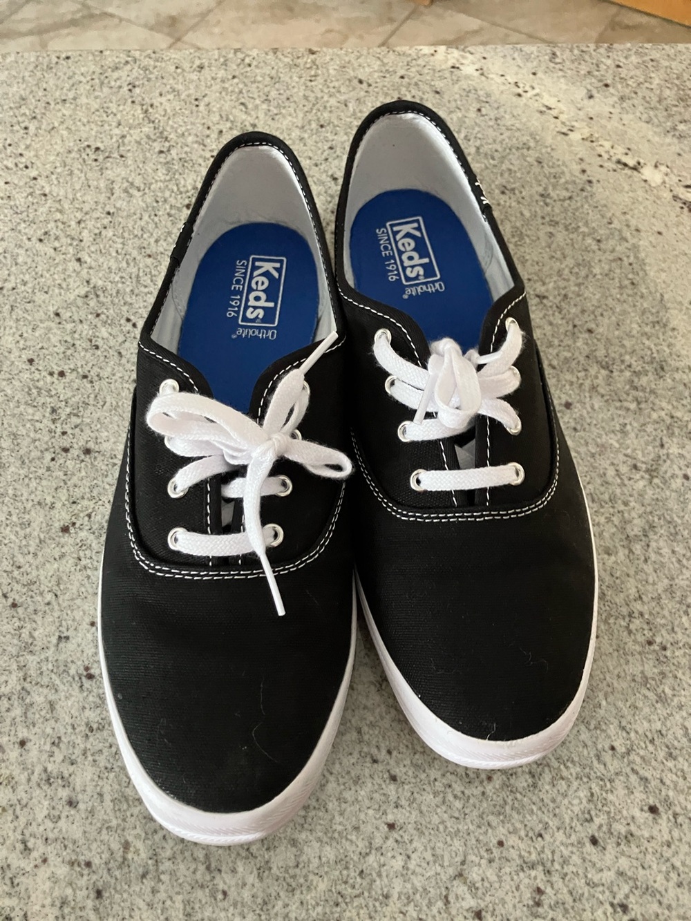 Keds Black Canvas Sneakers with White Laces size 8.5